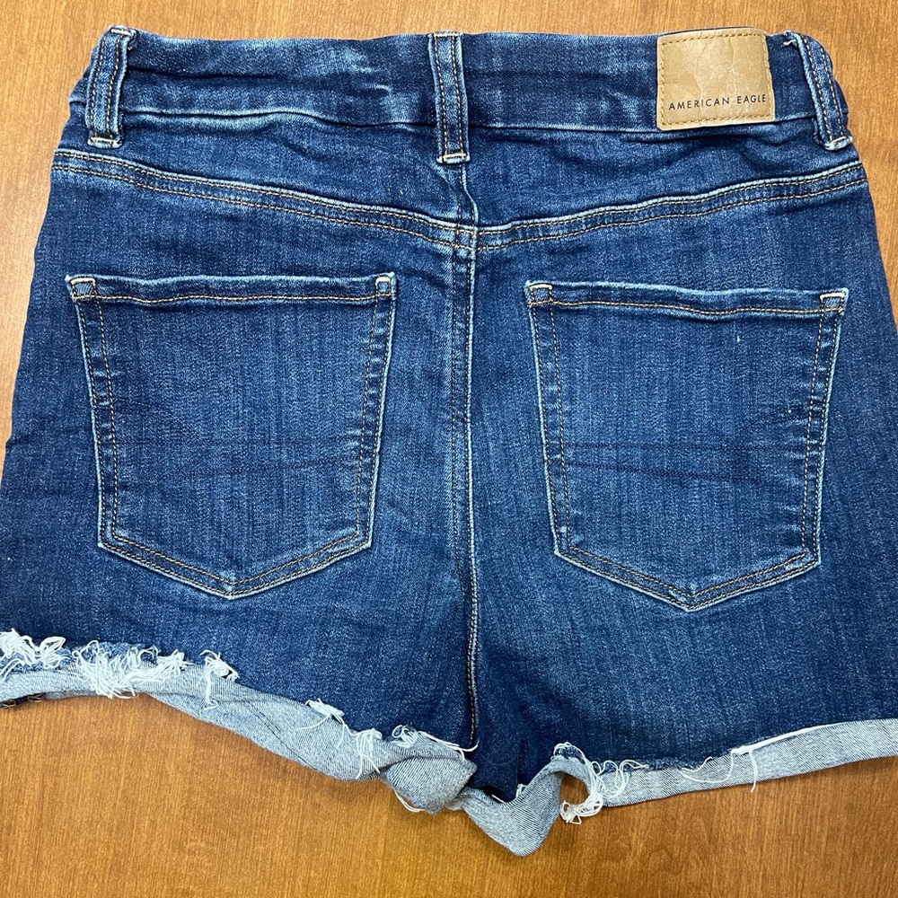 American Eagle Outfitters Blue Distressed Jean Shorts cuffed size 2